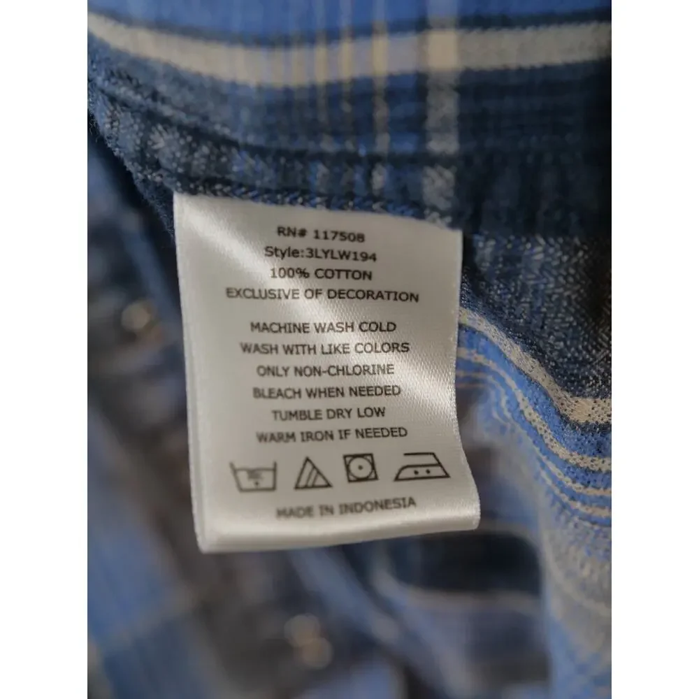 Levis Flannel Shirt Mens XL Blue Plaid Long Sleeve Button Up Pearl BTN